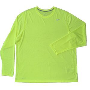 Nike Dri-FIT Neon Yellow Long Sleeve Athletic Shirt Running Gym Training XXL